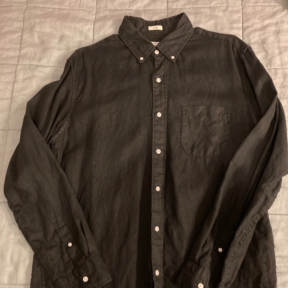 J. Crew Baird McNutt Irish Linen Slim Large Black